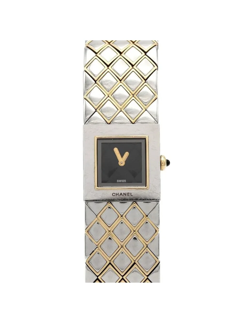 Chanel Quilted Stainless Steel Yellow Gold Quartz Watch
